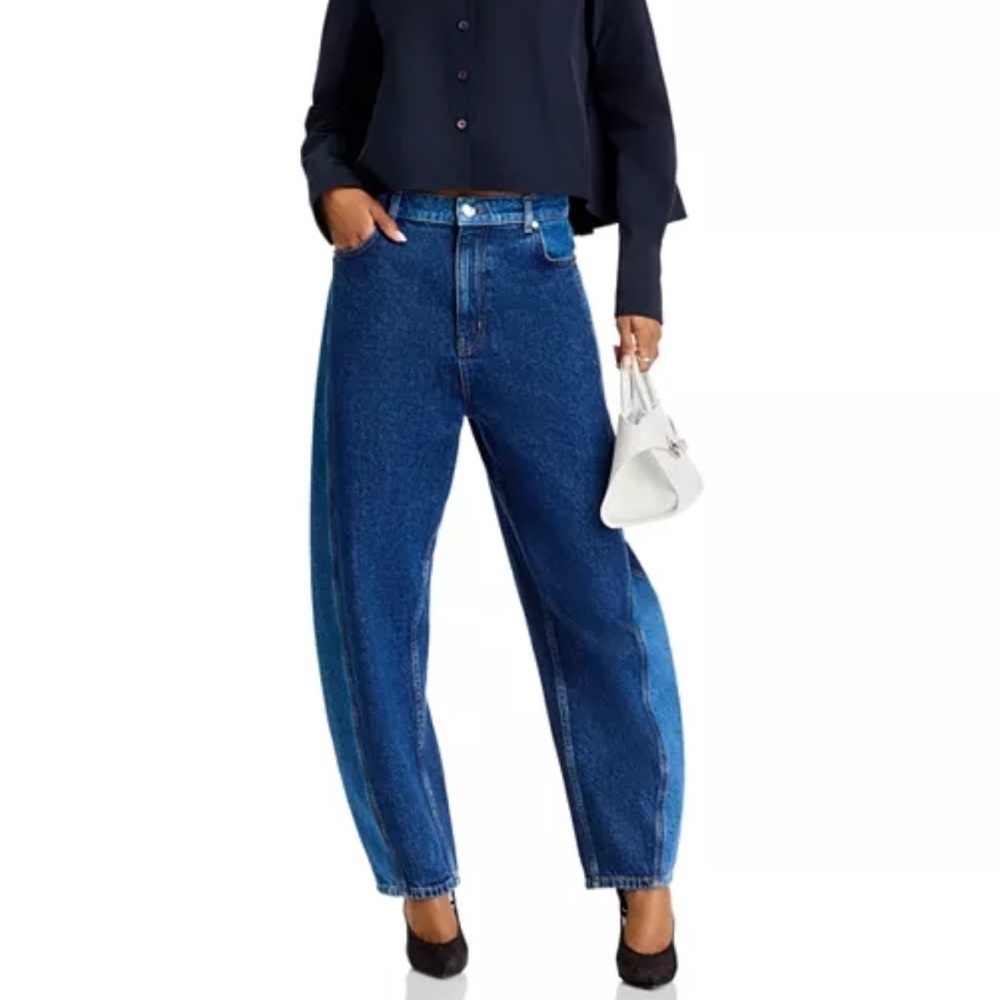 NWT Derek Lam 10 Crosby Denise Color Blocked High Rise Barrel Jeans Skyler Multi